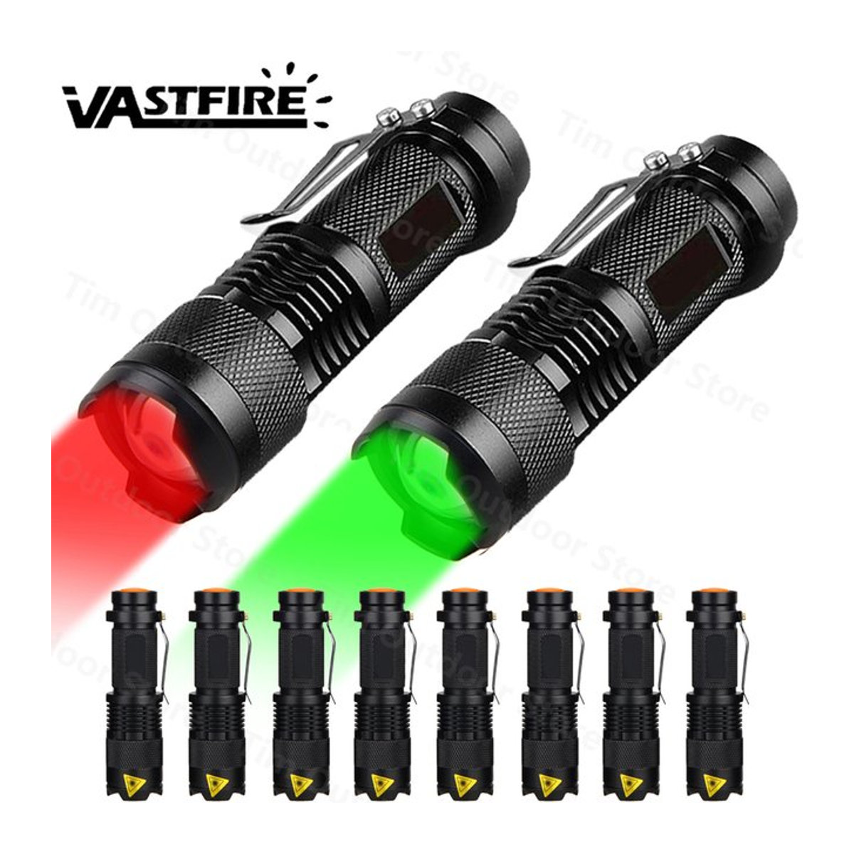 VASTFIRE Mini LED Taschenlampe mit Zoom in Grün und Rot für Jagd und Wandern - Bild 1