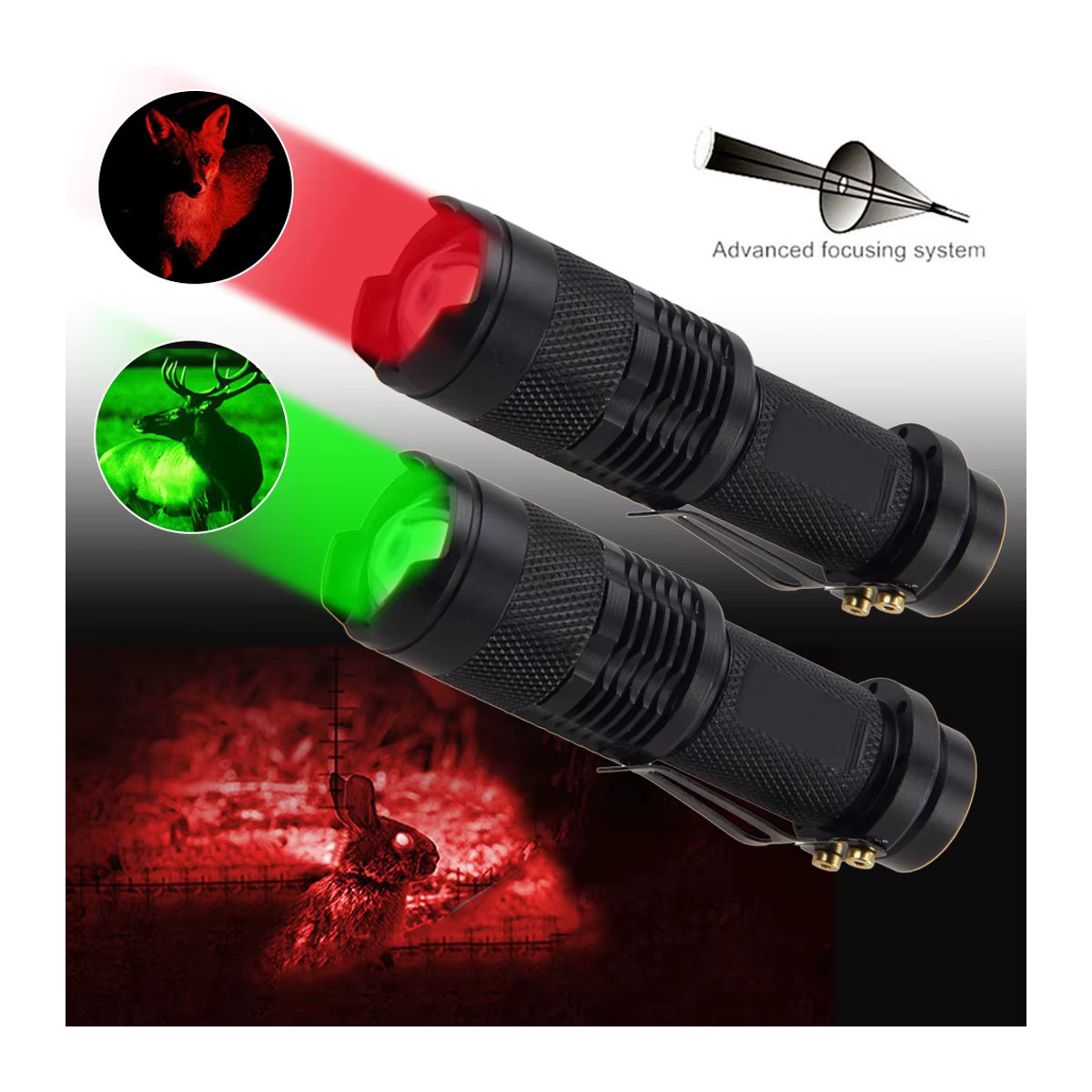 VASTFIRE Mini LED Taschenlampe mit Zoom in Grün und Rot für Jagd und Wandern - Bild 3
