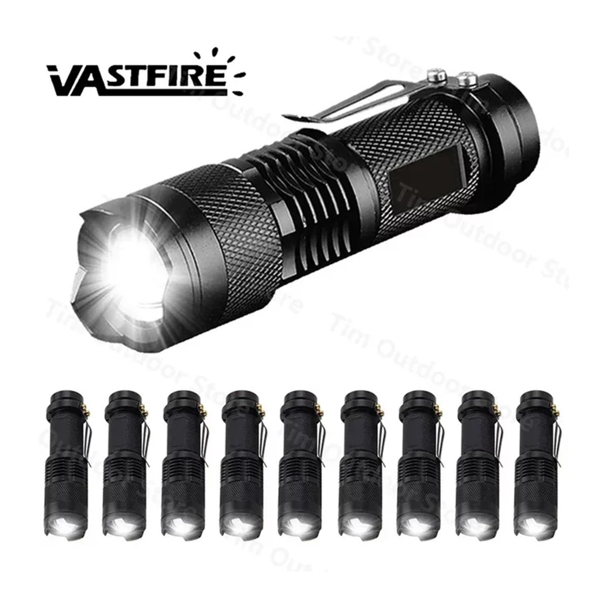 VASTFIRE Mini-LED-Taschenlampe taktisch mit einstellbarem Fokus und Zoom für Wandern - Bild 1