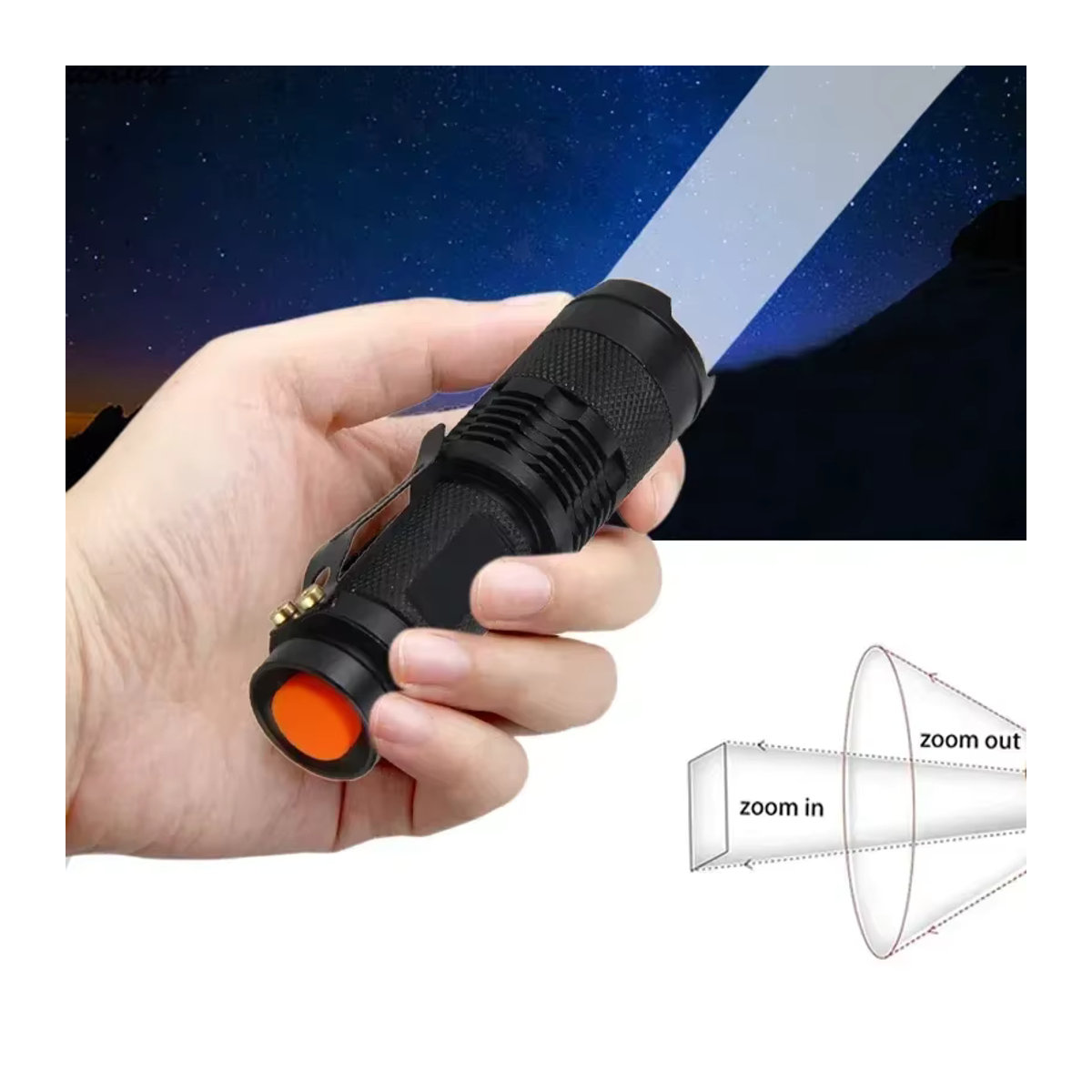 VASTFIRE Mini-LED-Taschenlampe taktisch mit einstellbarem Fokus und Zoom für Wandern - Bild 3