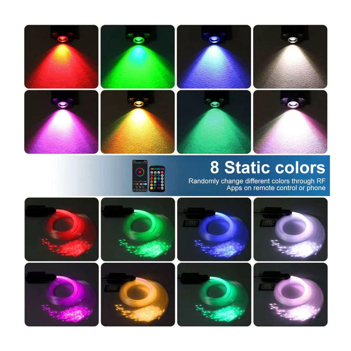 VASTFIRE RGB Sternenhimmel LED Glasfaser Atmosphäre Lampe mit Musiksteuerung für Auto und Home, 12W, Bunt - Bild 2