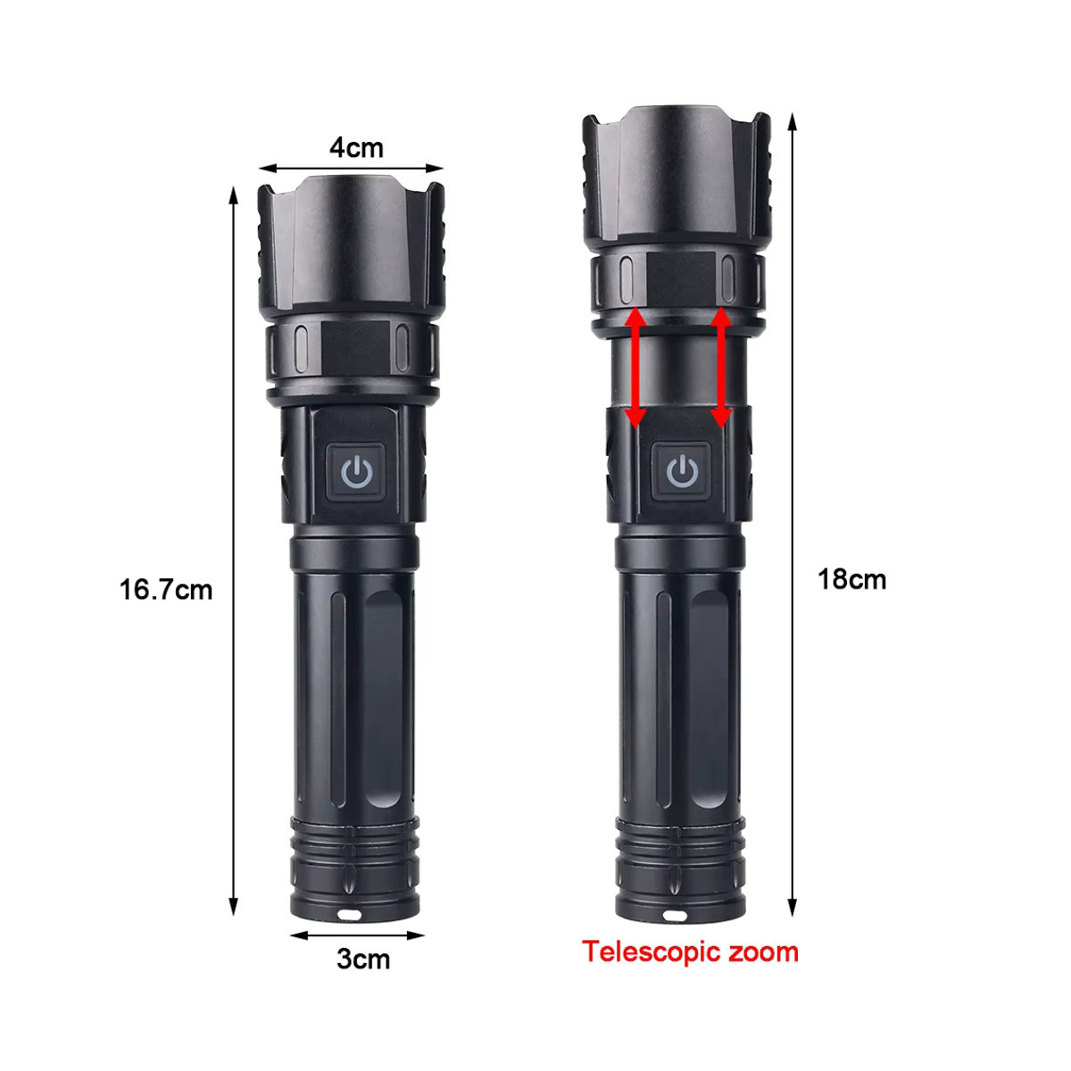 VASTFIRE Taktische LED-Taschenlampe mit Zoom und 5 Modi, Typ-C-Schnellladefunktion für Camping und Angeln - Bild 4