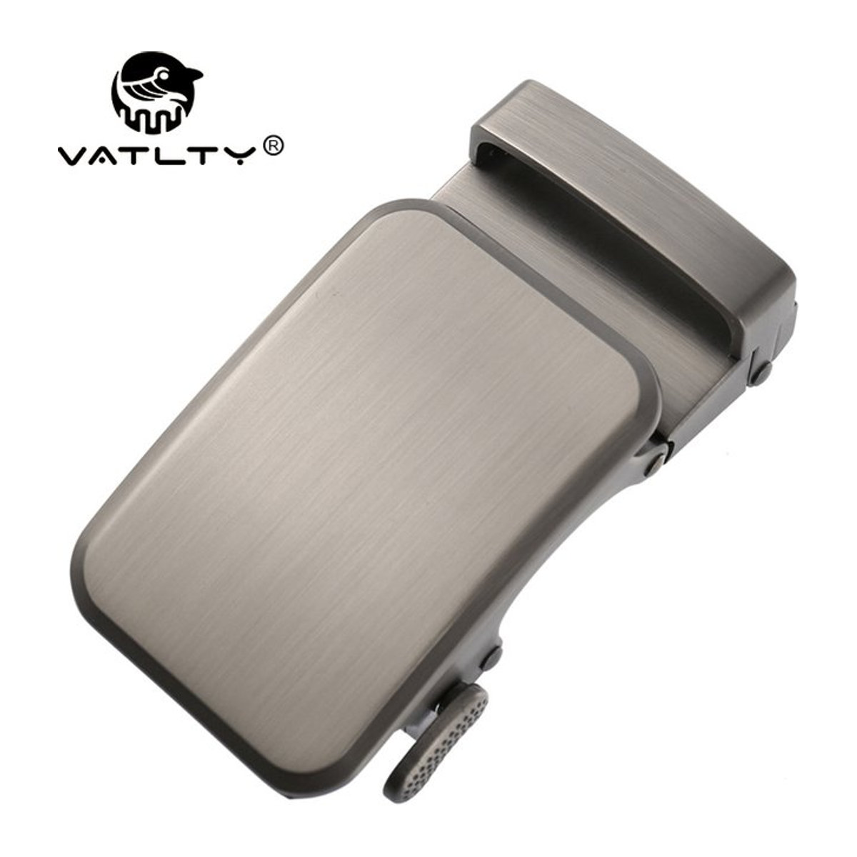 VATLTY Automatische Gürtelschnalle für Herren aus rostfreier Legierung in Chrom Grau, Minimalistisches Design, 36 mm Breite - Bild 1