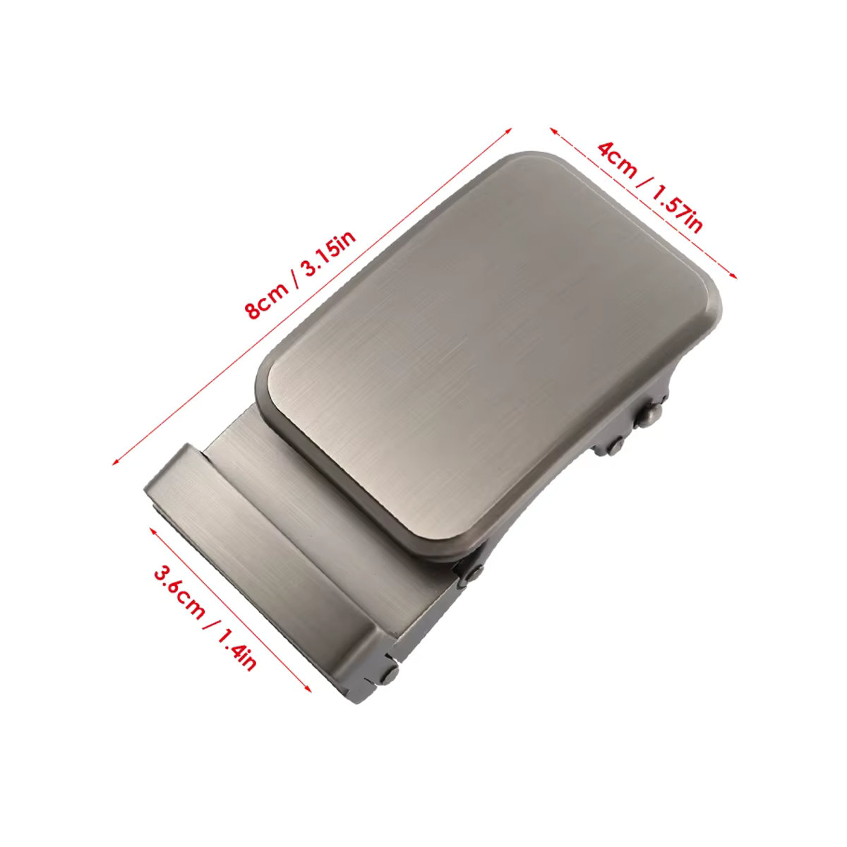 VATLTY Automatische Gürtelschnalle für Herren aus rostfreier Legierung in Chrom Grau, Minimalistisches Design, 36 mm Breite - Bild 2