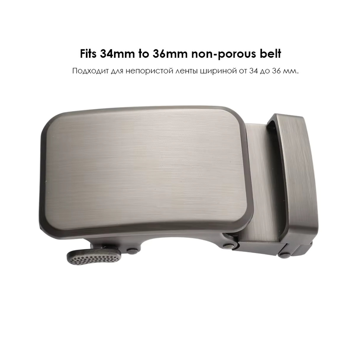 VATLTY Automatische Gürtelschnalle für Herren aus rostfreier Legierung in Chrom Grau, Minimalistisches Design, 36 mm Breite - Bild 3
