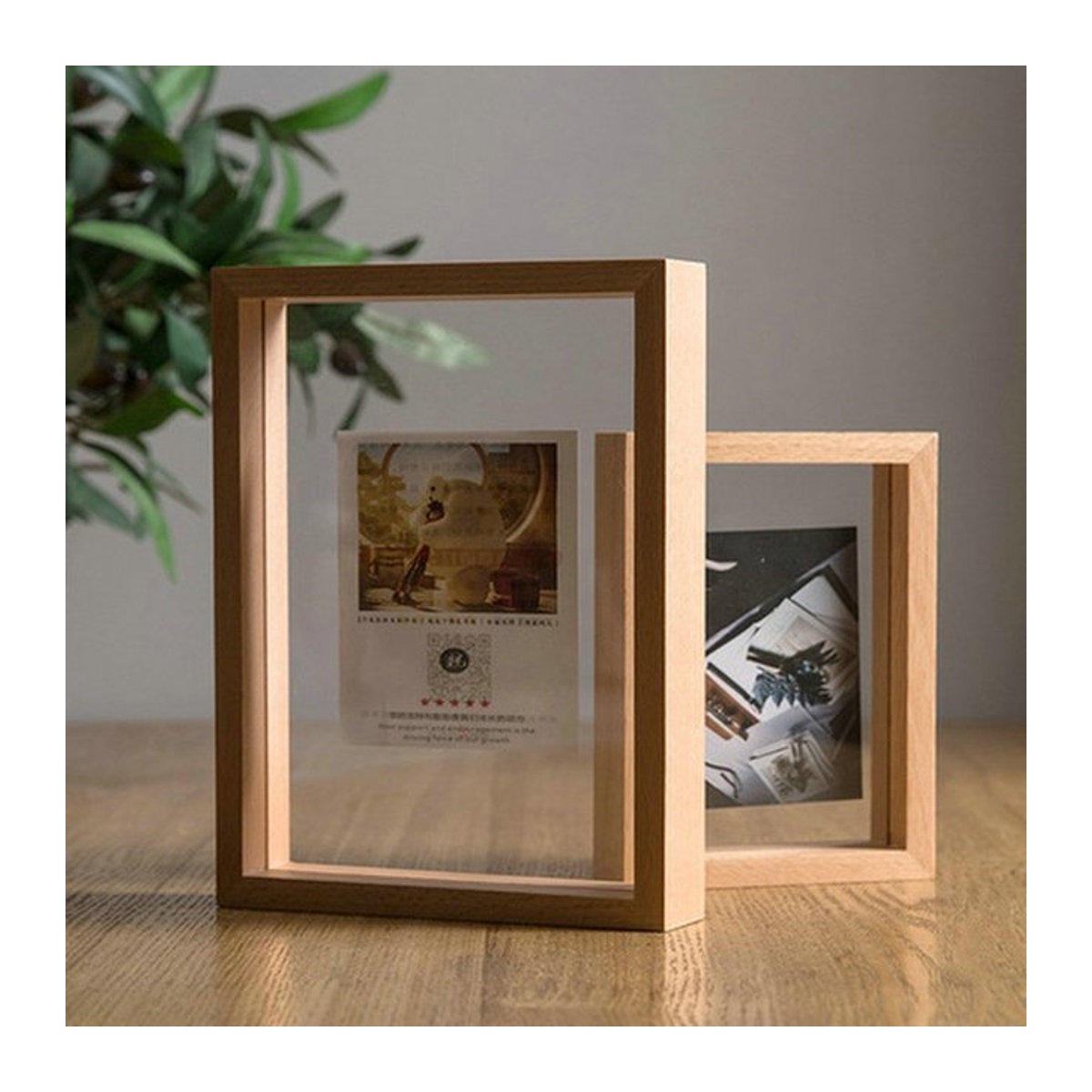VCC Bilderrahmen aus Holz in Braun, doppelseitiger Herbarium-Rahmen für gepresste Blumen, Tischdisplay, Rechteckig, B: 10,5 cm, H: 13,6 cm - Bild 1