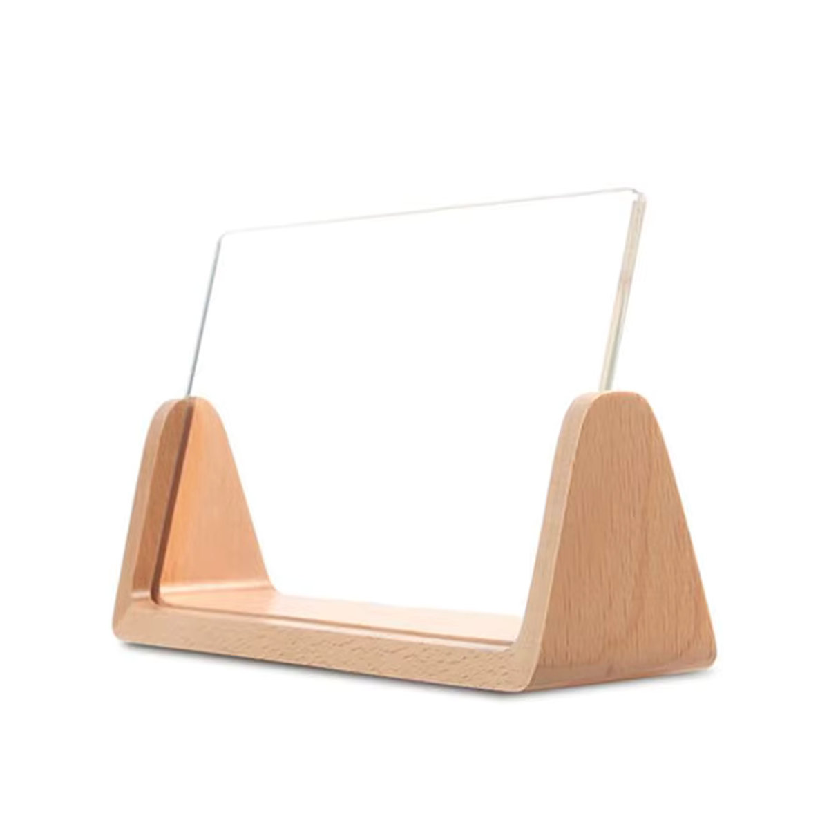 VCC LED Tischlampe als U-förmiger Fotorahmen aus Massivholz und transparentem Acryl in Natur und Transparent, minimalistisches Design für deine Schreibtischdekoration - Bild 2