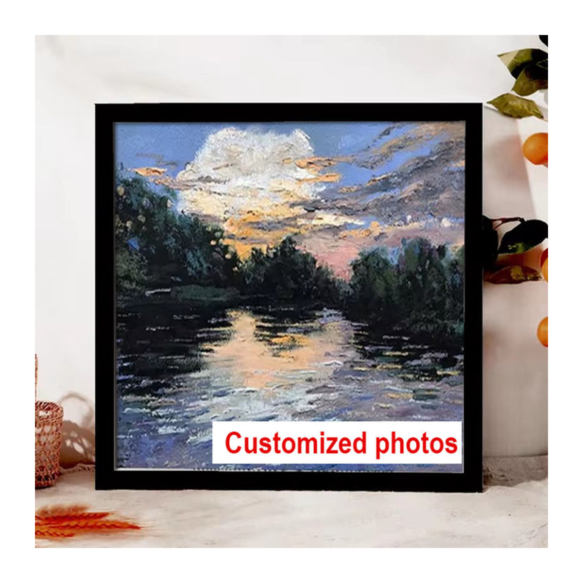 VCC Quadratischer Holz Bilderrahmen für Wandmontage oder Tischaufsteller, B/H: 15 x 15 cm, Schwarz oder Weiß - Bild 1