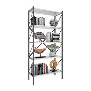 VCM Bücherregal Insasi aus Metall im Industrial Design, freistehend, Schwarz/Weiß, H x B x T: 160 x 66 x 34 cm