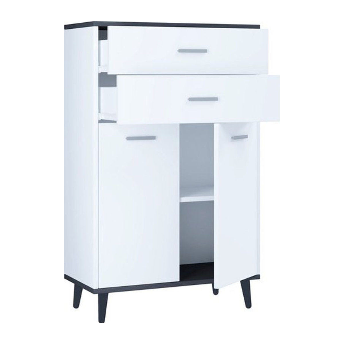 VCM Highboard Lindas Modern aus Holzwerkstoff in Grau mit 2 Drehtüren und 2 Schubladen B/H/T: 60 x 97 x 28 cm - Bild 1