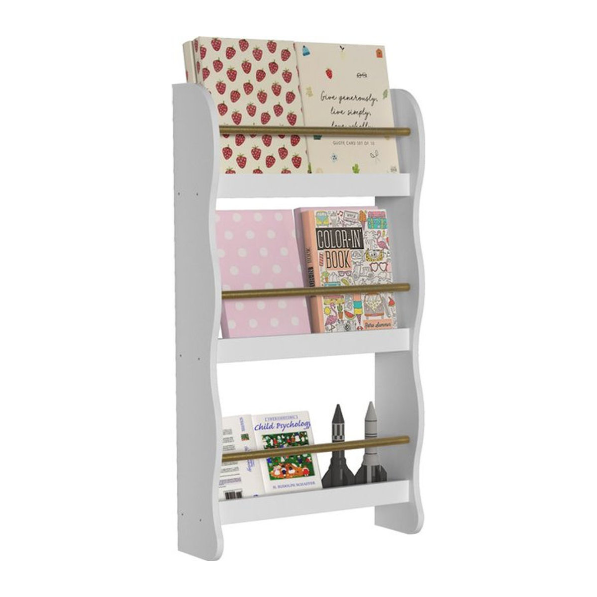 VCM Kilaro Holzregal hängend in Weiß, Wandboard als platzsparendes Kinderregal, H x B x T: 80 x 43 x 14 cm - Bild 1