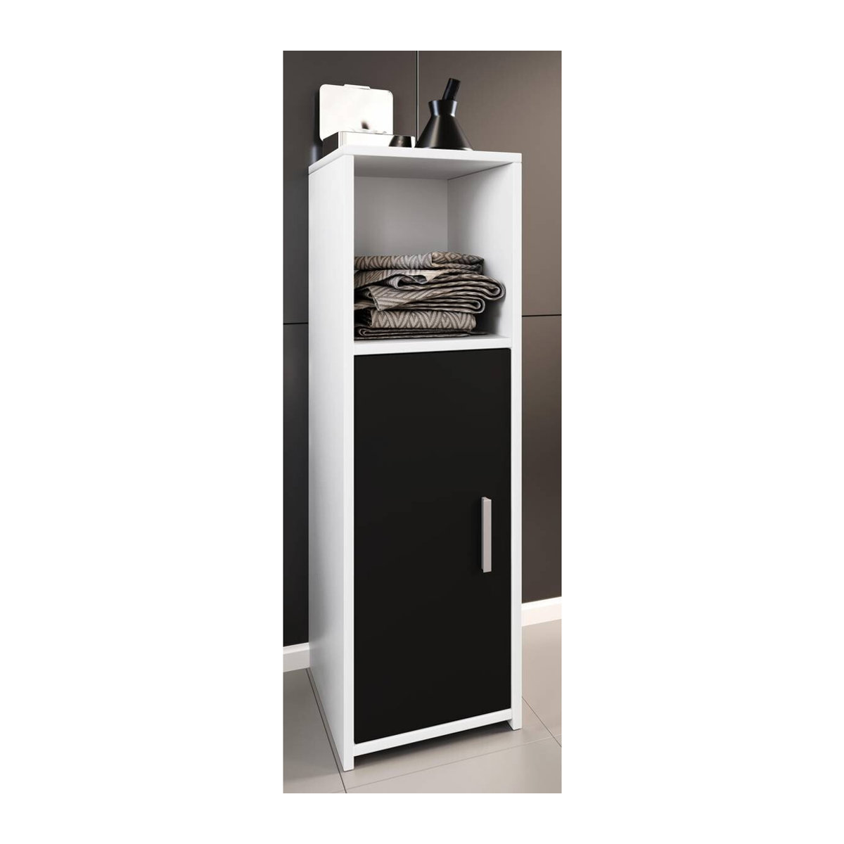 VCM Möbel Badezimmerschrank Zaloil in Weiß und Schwarz B/H/T: 30 x 95 x 30 cm - Bild 2