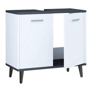 VCM Waschtischunterschrank in Grau mit Drehtüren, B/H/T: 59,9 x 56 x 28 cm