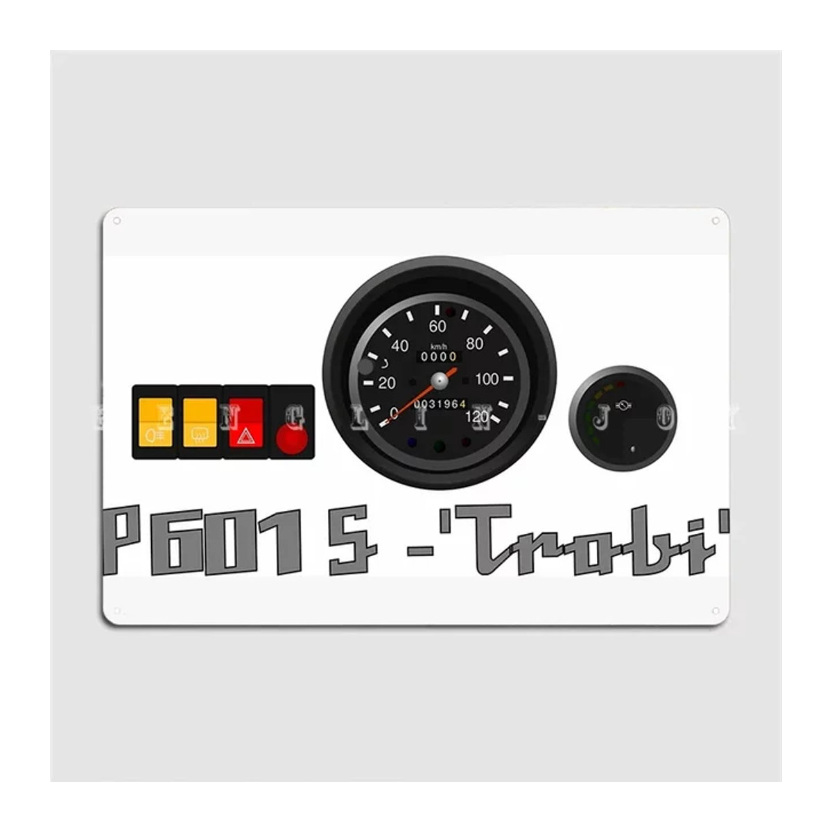 VEB Sachsenring Trabant P601s Metallplakette als Vintage Wanddeko in Weiß, B: 20 cm, H: 14 cm - Bild 1