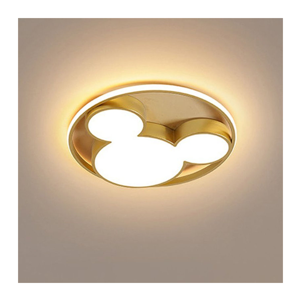 Vecli LED Deckenlampe Mickey Mouse Cartoon Design in Schwarz und Gold, 34W moderne Leuchte für Kinderzimmer und Wohnzimmer - Bild 1