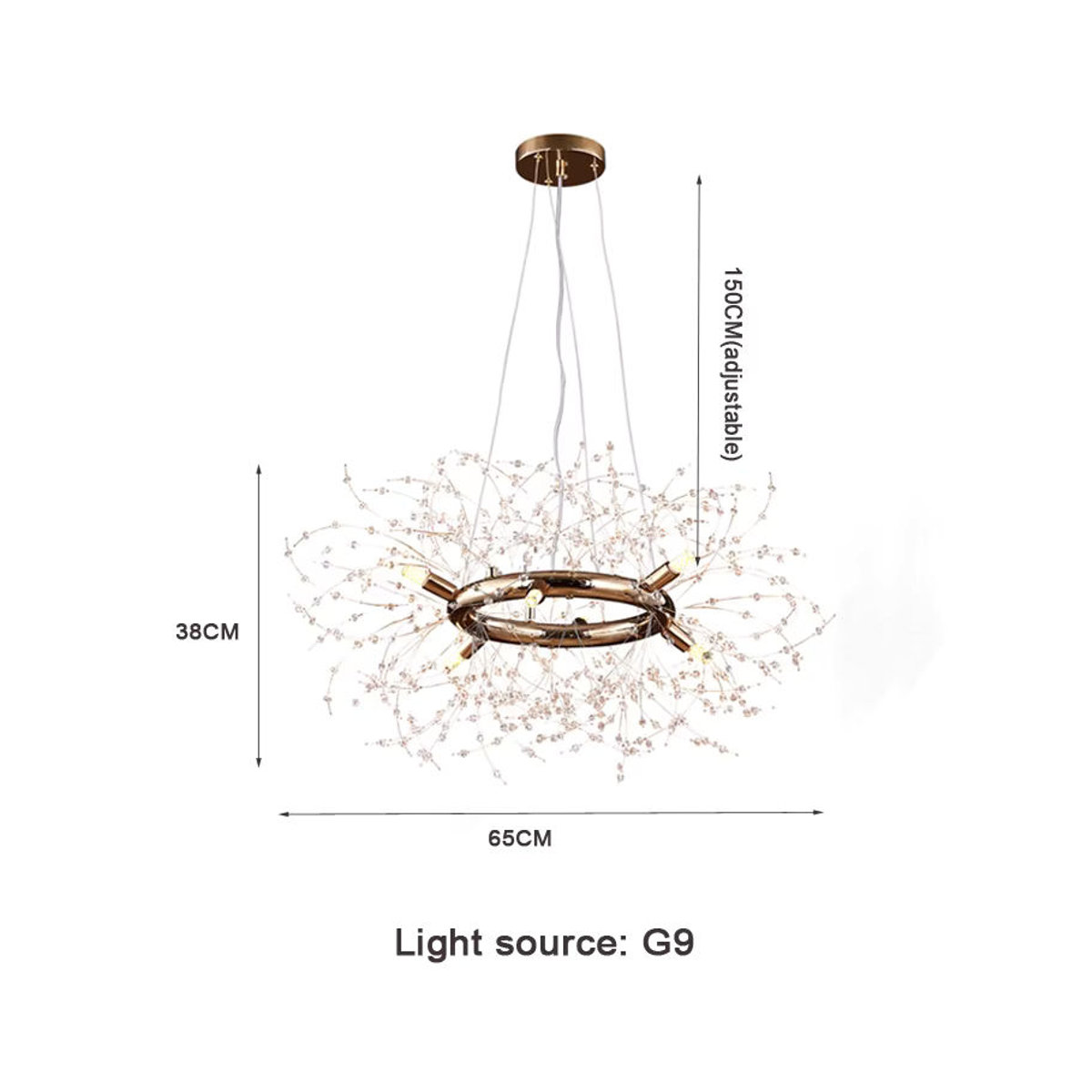 Vecli LED Kronleuchter Löwenzahn Design aus Glas in Silber für Esszimmer und Wohnzimmer - Bild 4