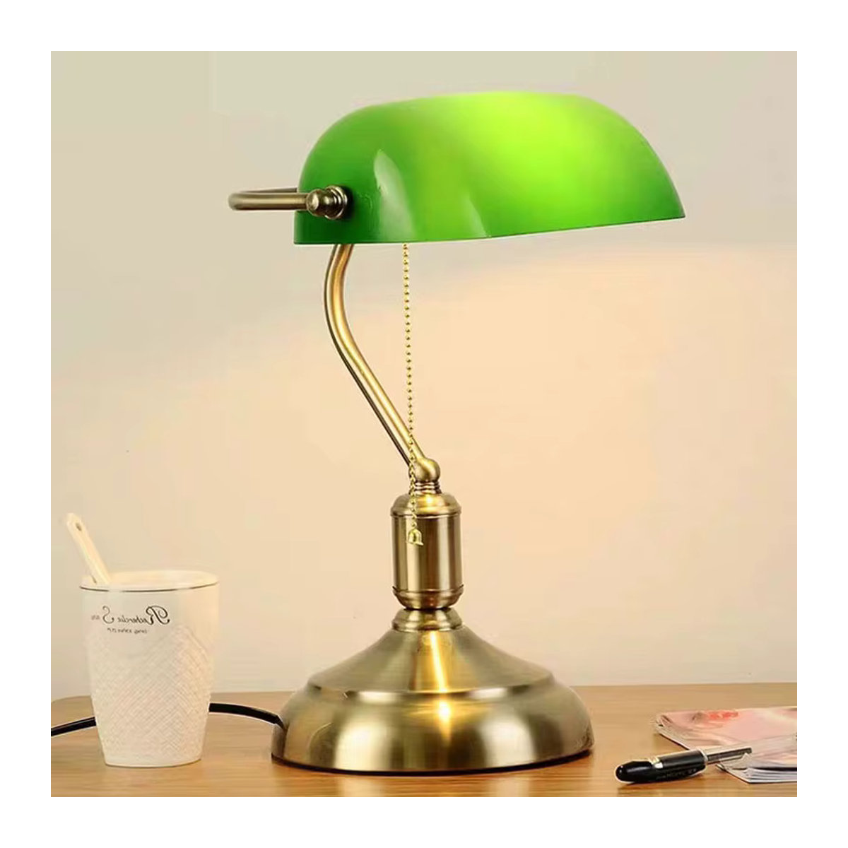 Vecli Retro Tischlampe in Bronze und Grün aus Glas für Wohnzimmer und Schlafzimmer - Bild 2