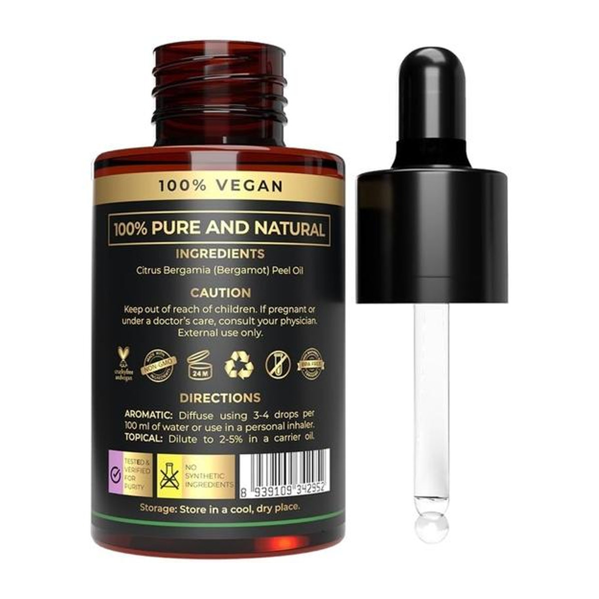 Vedic India Bergamottenöl aus Zitrusfrüchten für Aromatherapie, Haut und Haar - Bild 2