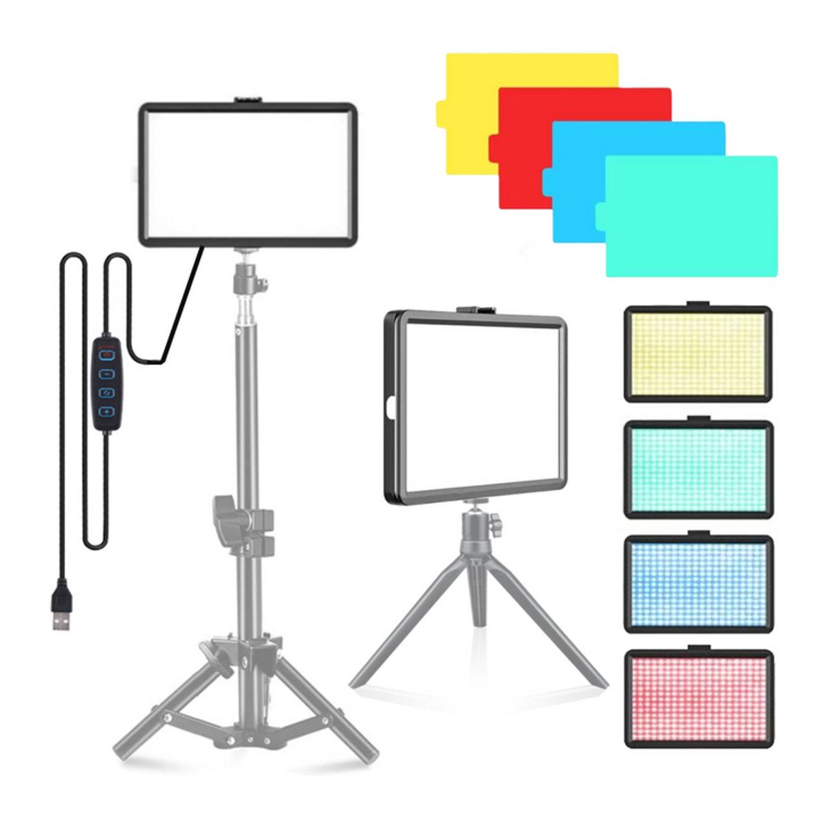 VeFly 8-Zoll LED Fotostudio Licht Panel mit RGB-Funktion und einstellbarer Farbtemperatur 3000–6000 K für Video und Live-Streaming - Bild 1