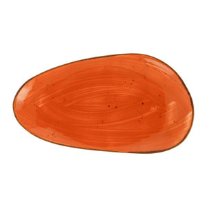VEGA Platte Nebro organisch aus Keramik in Rot und Orange, 6 Stück, L x B x H: 17 x 10 x 3 cm
