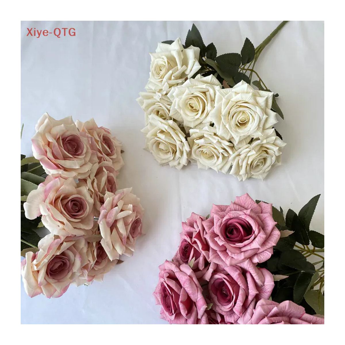 Velishy Künstliche Rosen als Blumenstrauß in Mehrfarbig, 7 Stiele, Höhe: 41 cm - Bild 1