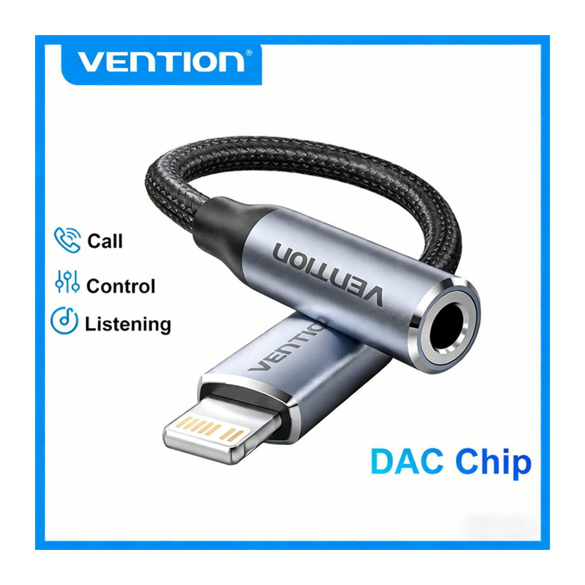 Vention Lightning auf 3,5mm Klinke Audio-Adapter für iPhone in Grau - Bild 1