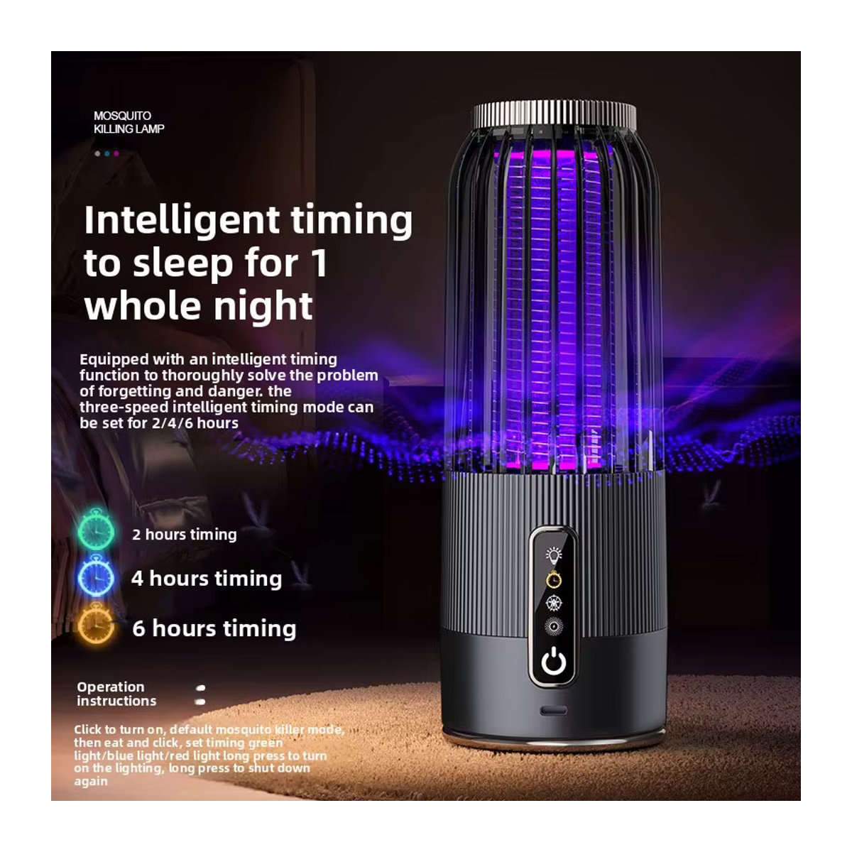 VENUSWING 2-in-1 Insektenschutz-Köderlampe mit USB-Wiederaufladung und Solarbetrieb, tragbare elektrische Mückenvernichtungslampe mit Timer für Outdoor und Camping - Bild 5