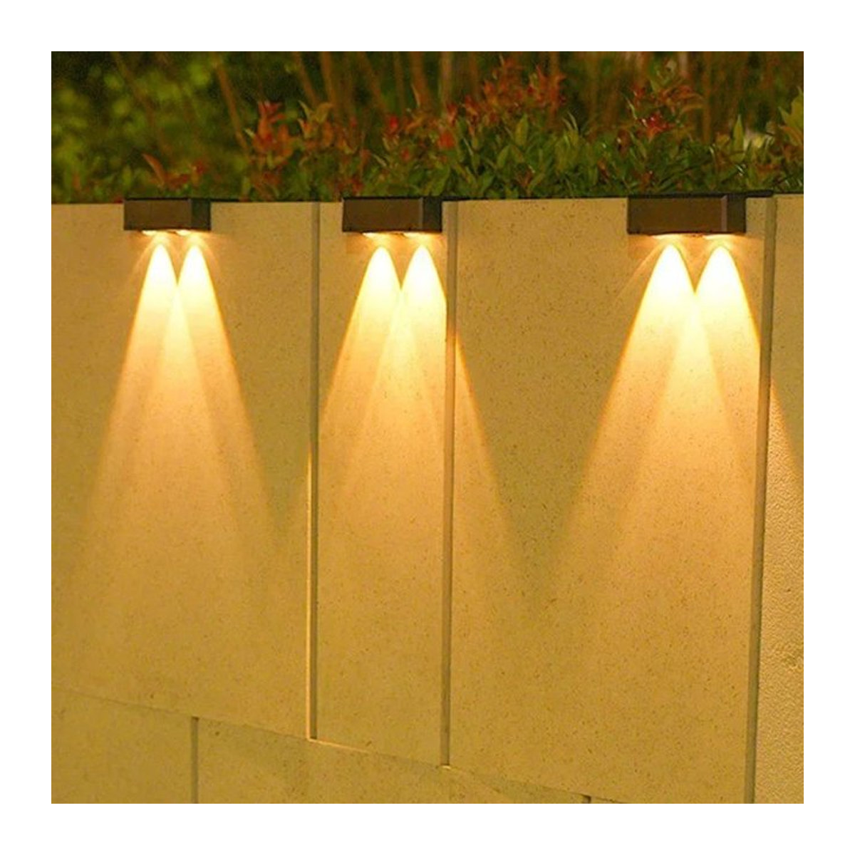 VENUSWING Drahtlose LED-Solar-Wandleuchte in Schwarz, IP65 wasserdicht, moderne quadratische Außenleuchte für Garten, Treppe und Zaun - Bild 1