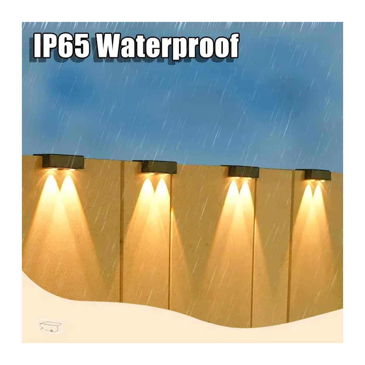 VENUSWING Drahtlose LED-Solar-Wandleuchte in Schwarz, IP65 wasserdicht, moderne quadratische Außenleuchte für Garten, Treppe und Zaun - Bild 4