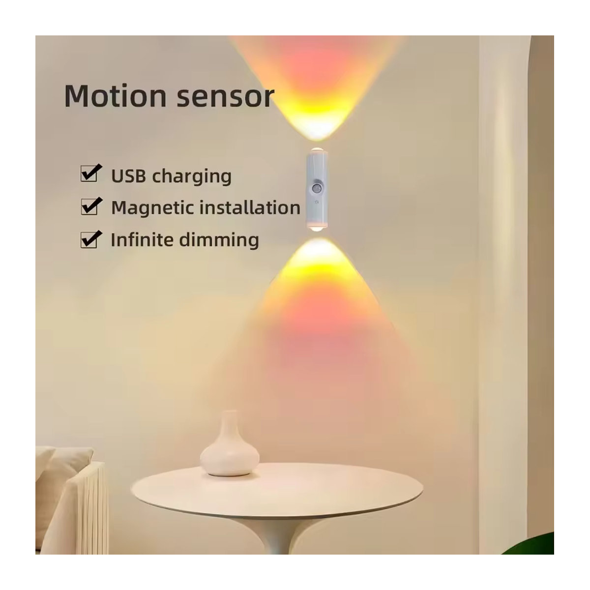 VENUSWING LED-Nachtlicht mit Bewegungssensor und RGB-Farbverlauf, dimmbares magnetisches Umgebungslicht für Treppen, Schreibtisch und Kleiderschrank, minimalistisches Design - Bild 2