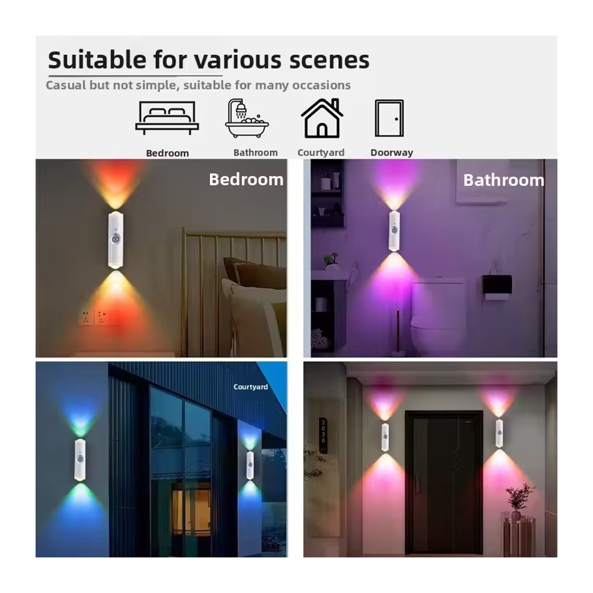 VENUSWING LED-Nachtlicht mit Bewegungssensor und RGB-Farbverlauf, dimmbares magnetisches Umgebungslicht für Treppen, Schreibtisch und Kleiderschrank, minimalistisches Design - Bild 5