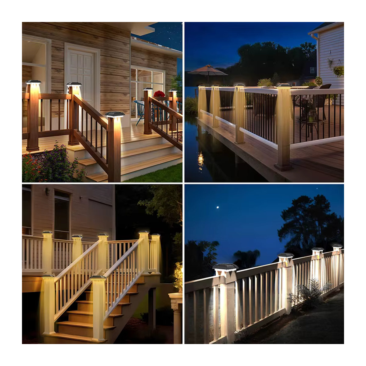 VENUSWING LED Solar-Pollerleuchte Schwarz Modern IP65 Wasserdicht für den Außenbereich - Bild 5
