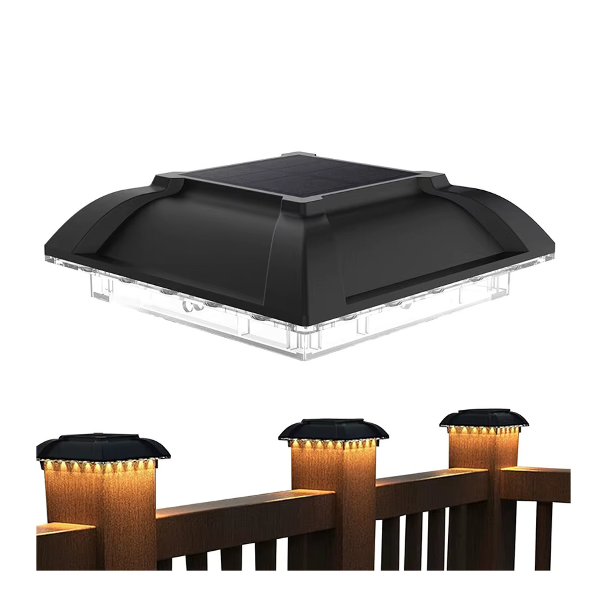 VENUSWING LED Solar-Pollerleuchte Schwarz Modern IP65 Wasserdicht für den Außenbereich - Bild 6