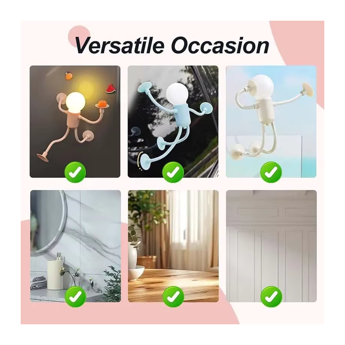 VENUSWING Minimalistische Sportler-Nachtlicht Schreibtischlampe in Schwarz mit veränderbarer Form und Vakuumadsorption - Bild 5