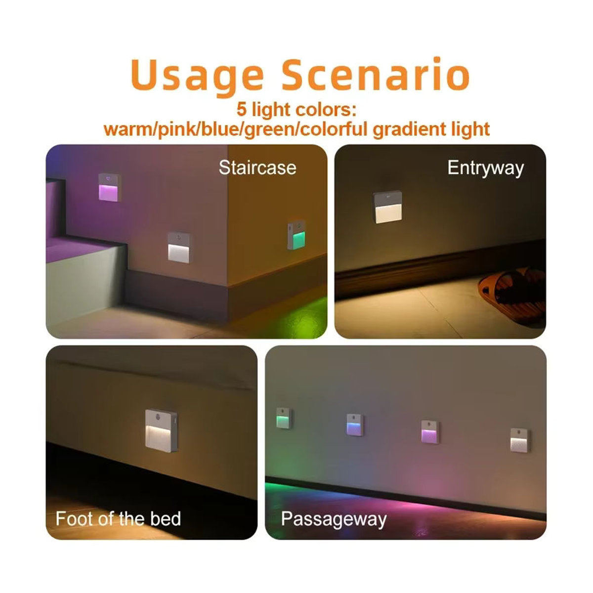 VENUSWING RGB Nachtlicht mit Bewegungssensor, USB wiederaufladbare dimmbare LED-Beleuchtung mit Farbwechsel für Schrank, Schlafzimmer und Küche, minimalistisches Design - Bild 6