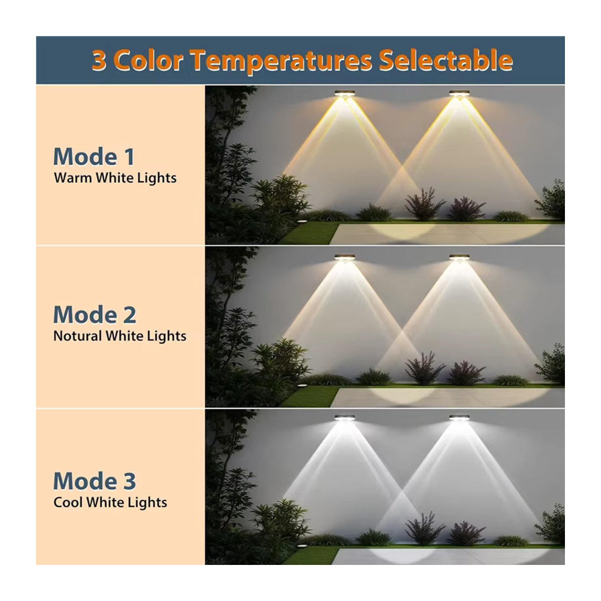 VENUSWING Solar Wand Lampe mit RGB und 3 Farben, IP65 Wasserdicht, Warmweiß, Solar Zaun Lichter für die Hof Dekoration - Bild 4