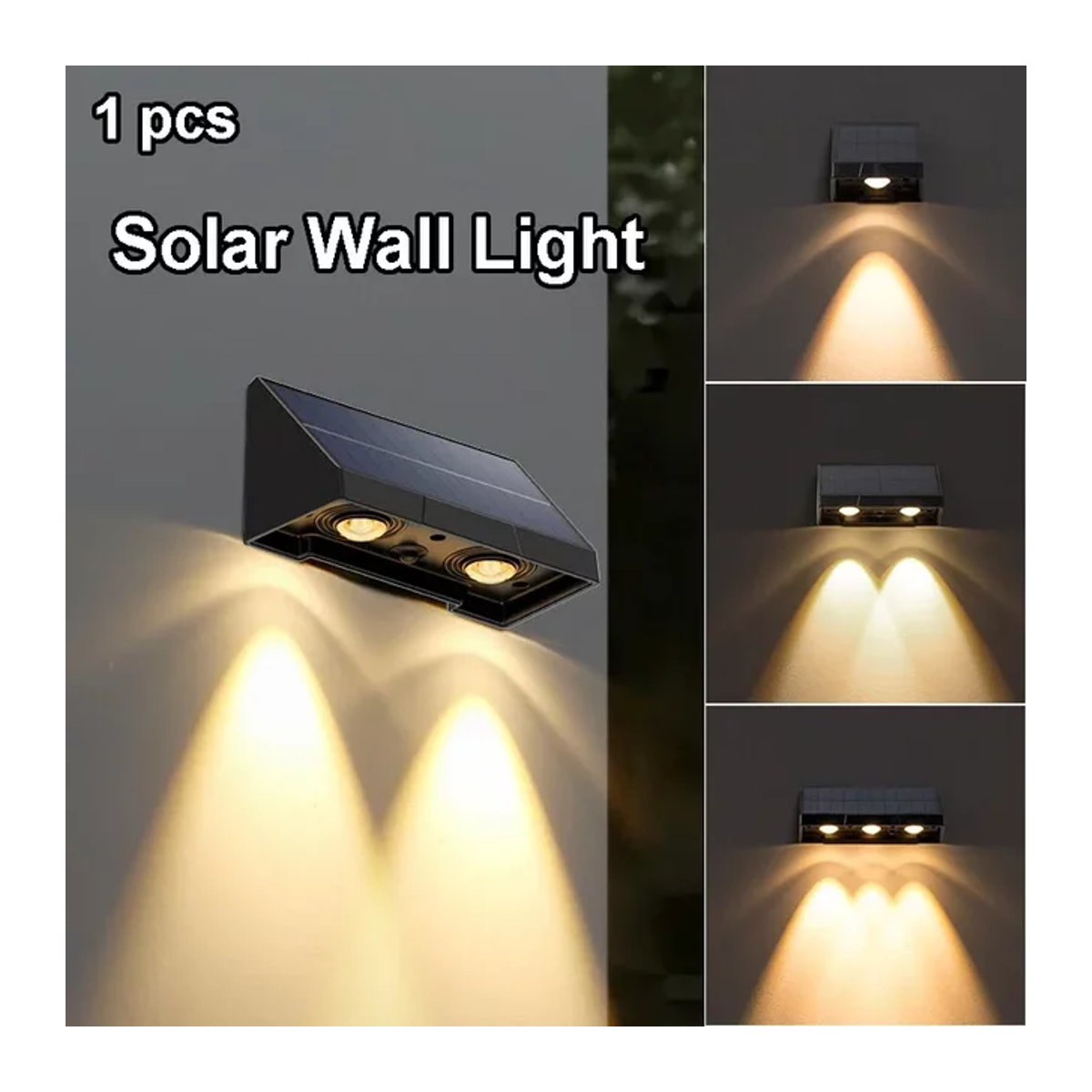 VENUSWING Solar Wandleuchte Outdoor mit integriertem LED für Garten Balkon und Veranda wasserdicht - Bild 1
