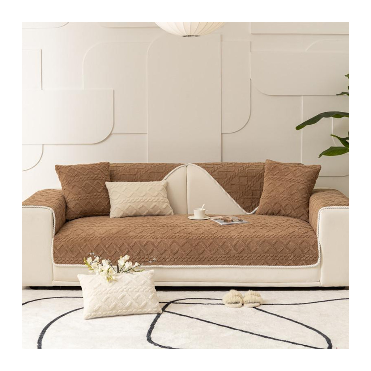 Verdickter Flanell Sofabezug aus Plüsch, rutschfeste Couchmatte zum Schutz deiner Möbel für das Wohnzimmer, B/B: 70 x 70 cm - Bild 1