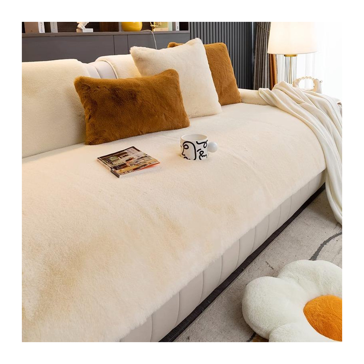 Verdicktes und rutschfestes Sofakissen für Winter und moderne Leder-Sofas, B/B/H: 70 x 70 cm - Bild 1