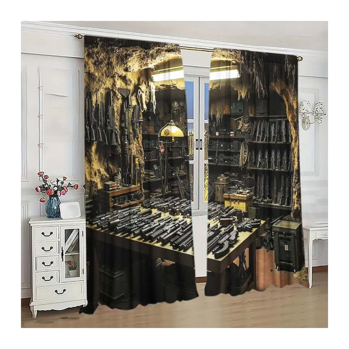 Verdunkelnde und wärmeisolierende Halbvorhänge Panels Höhle Arsenal aus Polyester, 2er-Set, B: 100 cm, H: 160 cm - Bild 1