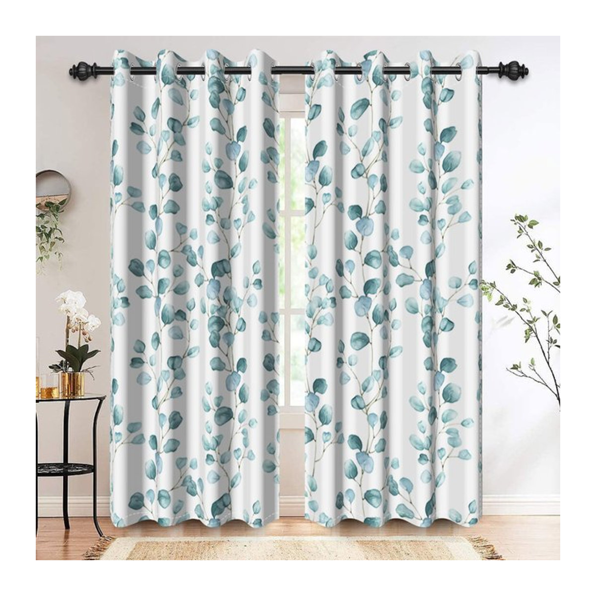 Verdunkelnde Vorhänge mit botanischem Blumenmuster im Vintage-Stil von Tonnika Chen, 2er-Set, Breite: 100 cm, Höhe: 130 cm - Bild 1