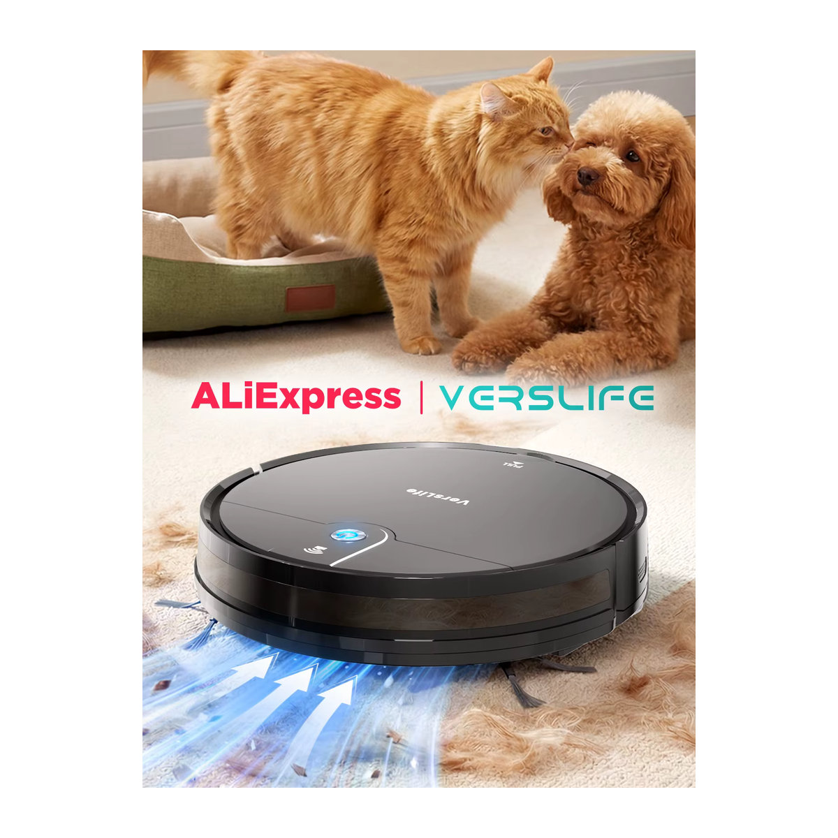 VersLife L6 Saugroboter mit Wischfunktion in Schwarz, 4000Pa Saugkraft, App-Steuerung und Alexa-Kompatibilität für Tierhaare, Teppiche und Hartböden - Bild 1