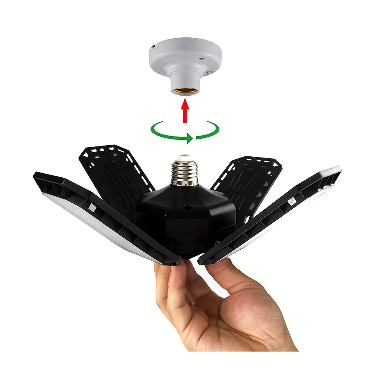 Verstellbare Garagenleuchte für Werkstatt und Industrie mit E26/E27 Fassung als Decken-Arbeitslampe - Bild 5