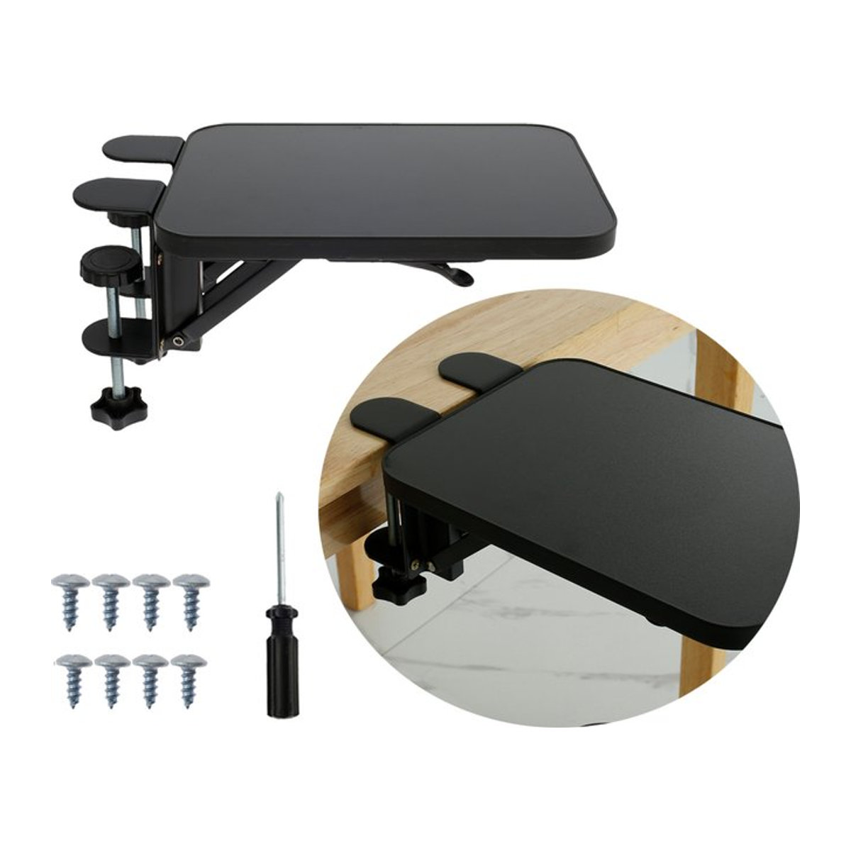 Verstellbare Tastaturablage in Schwarz als Schreibtisch-Verlängerung und Armauflage für Zuhause und Büro - Bild 1