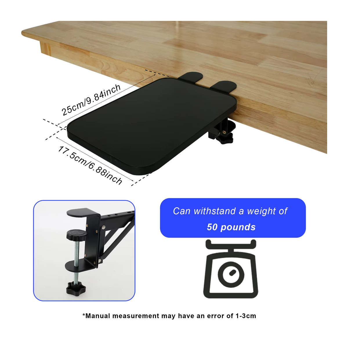 Verstellbare Tastaturablage in Schwarz als Schreibtisch-Verlängerung und Armauflage für Zuhause und Büro - Bild 4