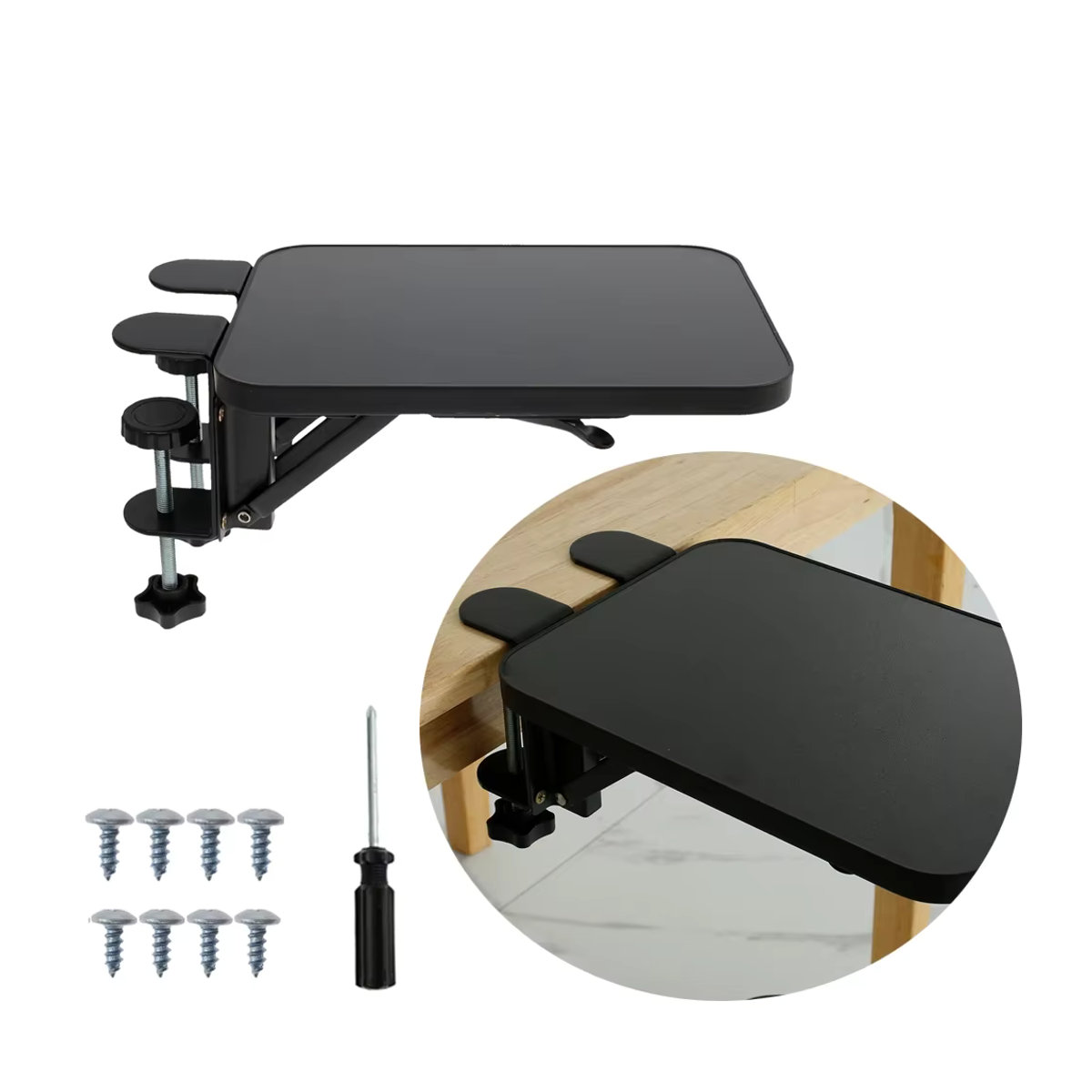 Verstellbare Tastaturablage in Schwarz als Schreibtisch-Verlängerung und Armauflage für Zuhause und Büro - Bild 7