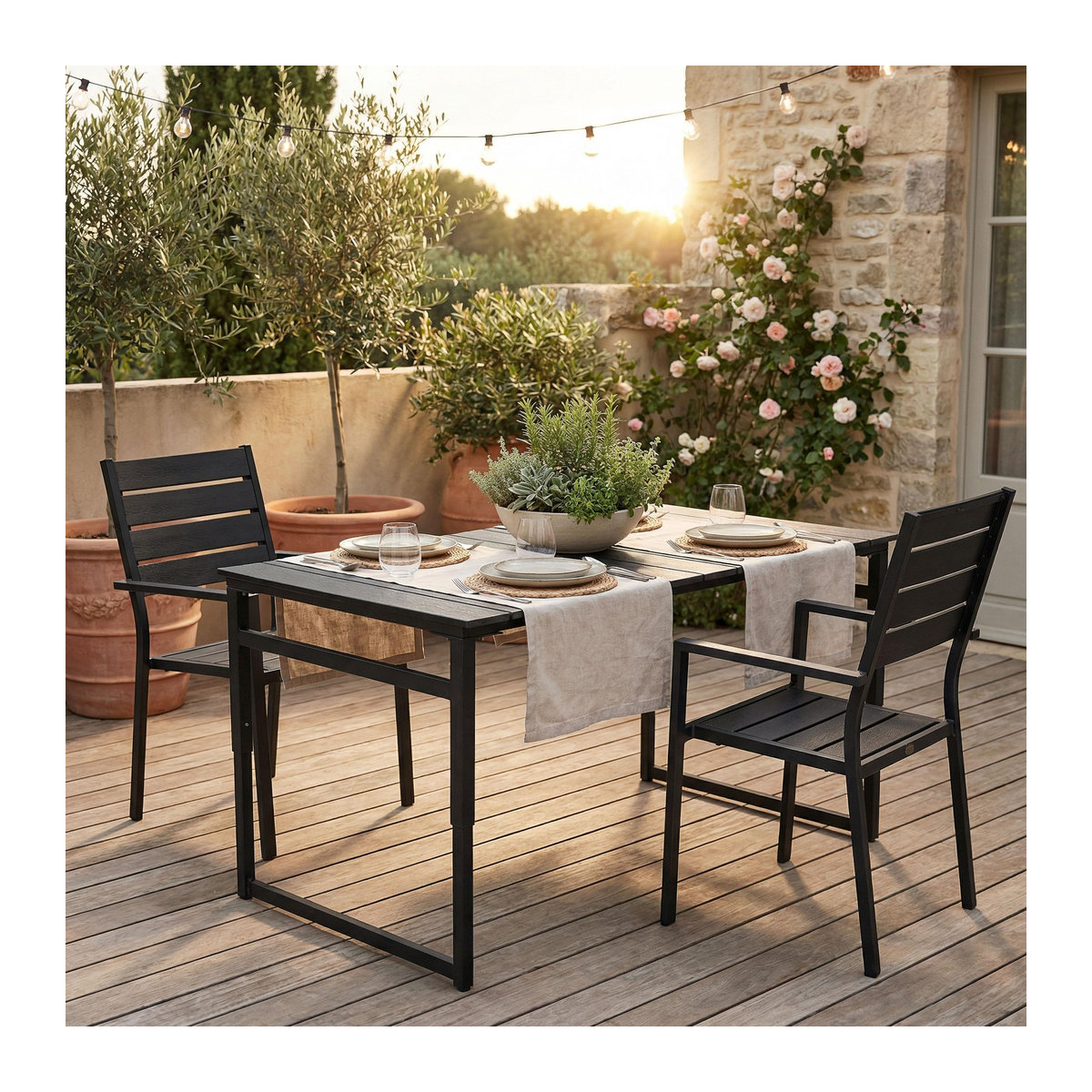 Verstellbarer 2-in-1 Gartentisch und Couchtisch Aristo in Schwarz - Bild 2