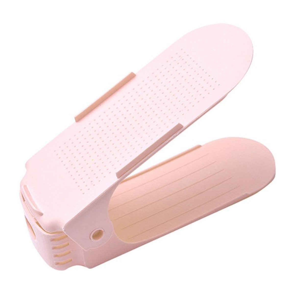 Verstellbares Schuhregal von OutsideWorld in Rosa aus Kunststoff mit zwei Ebenen zur platzsparenden Aufbewahrung - Bild 1