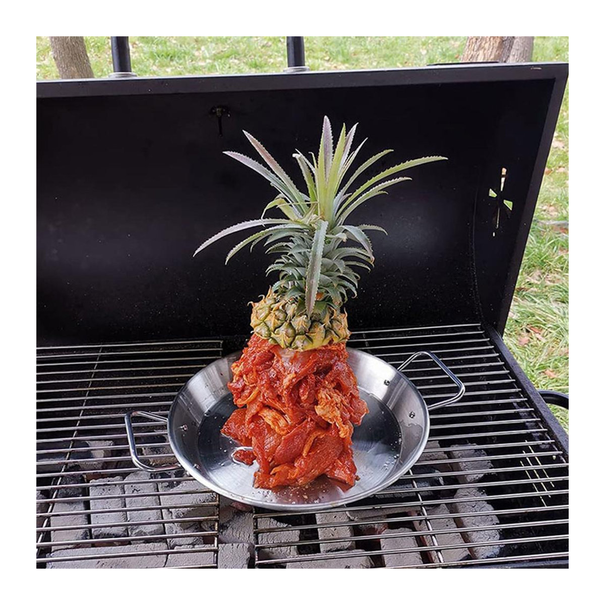 Vertikaler Spießständer aus Edelstahl mit 3 verschiedenen Spießgrößen für den Grill oder Ofen - Bild 3