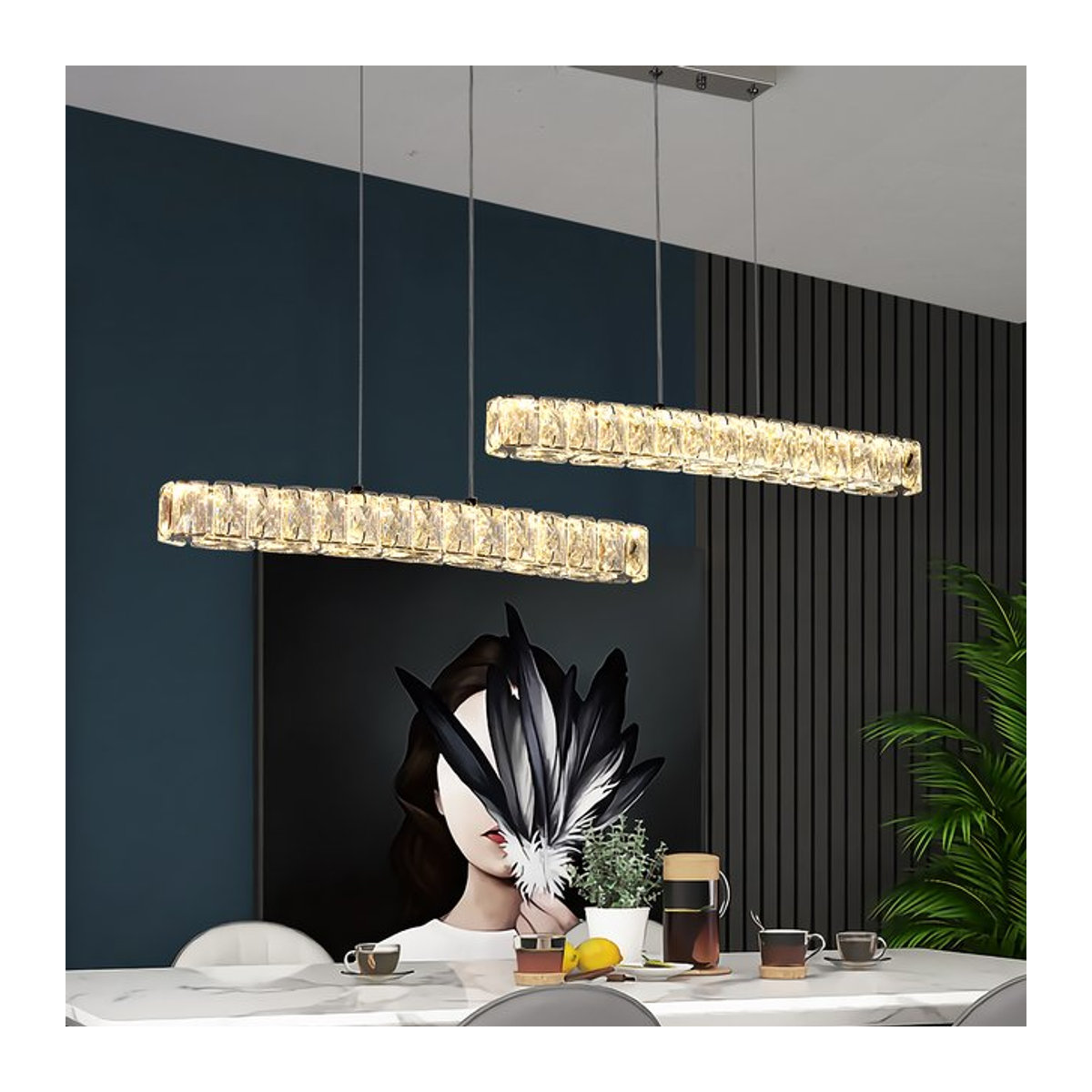 VETRULUS LED Kristall Kronleuchter in Silber im modernen skandinavischen Design für Wohnzimmer und Küche - Bild 1
